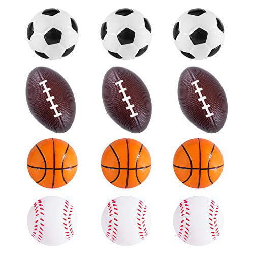 Mini Sport Balls 12 Pack Mixed Squeeze Foam Stress Anxiety Relief Party Favors